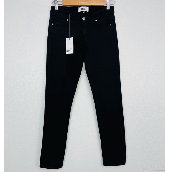 NWT PAIGE BLACK PEG SKINNY DENIM JEANS - Picture 1 of 6